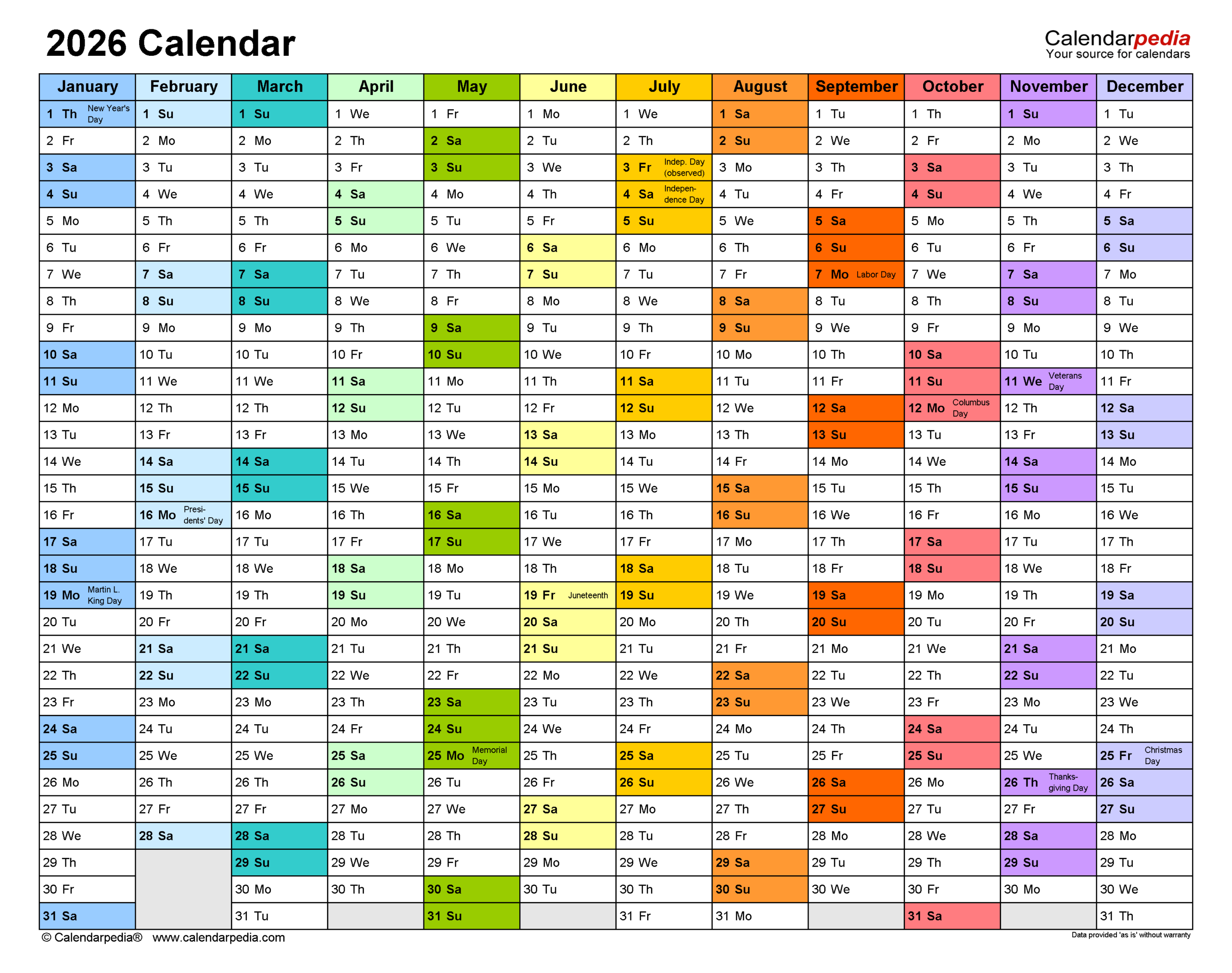 2026 Calendar - Free Printable Pdf Templates | Calendarpedia pertaining to Attendance Calendar 2026 Template Free
