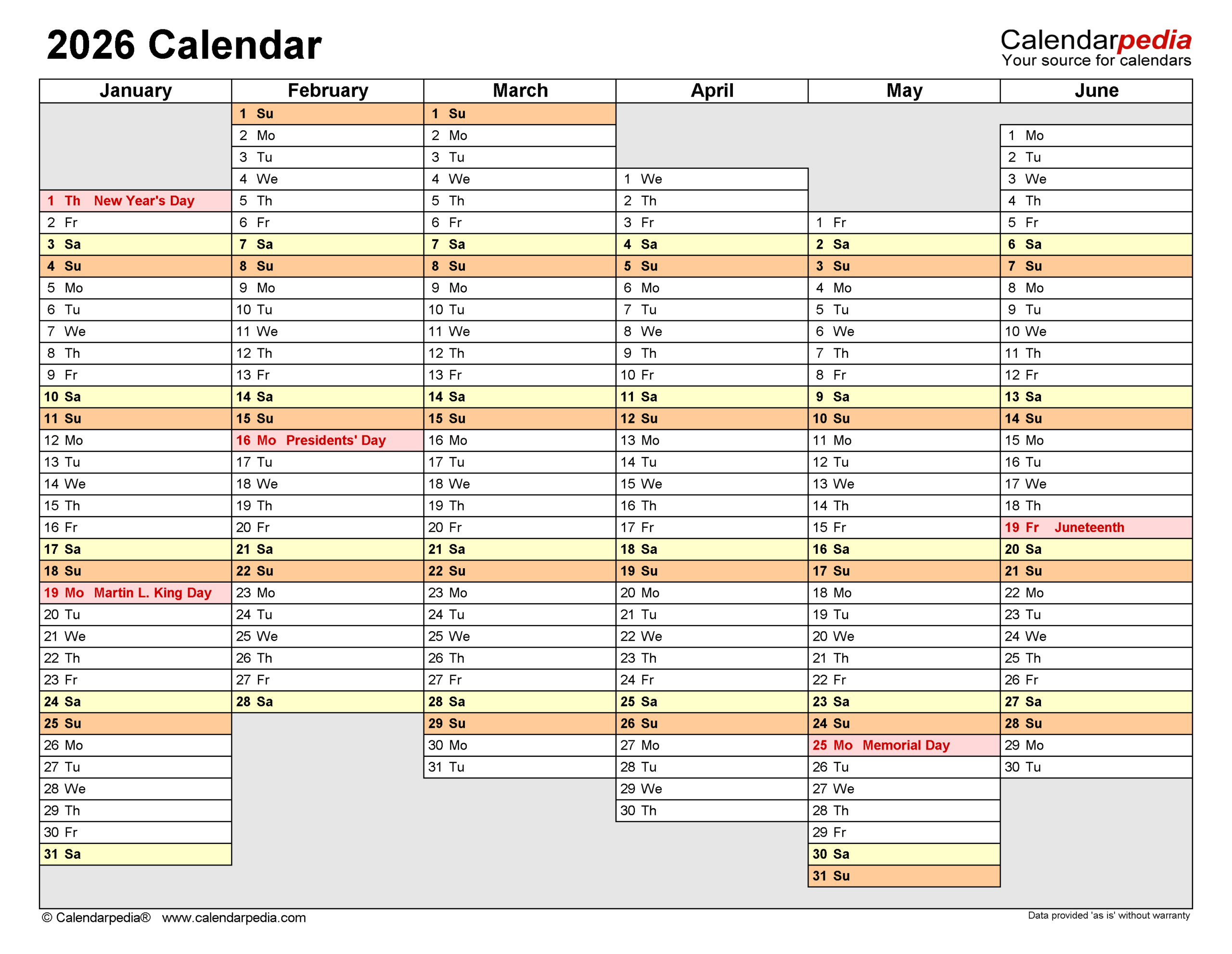 2026 Calendar - Free Printable Pdf Templates | Calendarpedia within Attendance Calendar 2026 Printable