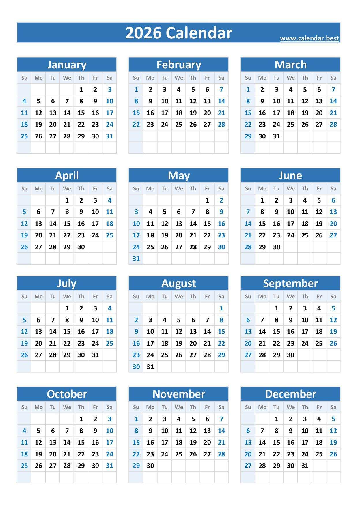 2026 Calendar With Week Numbers for 2026 Calendar Printable Portrait