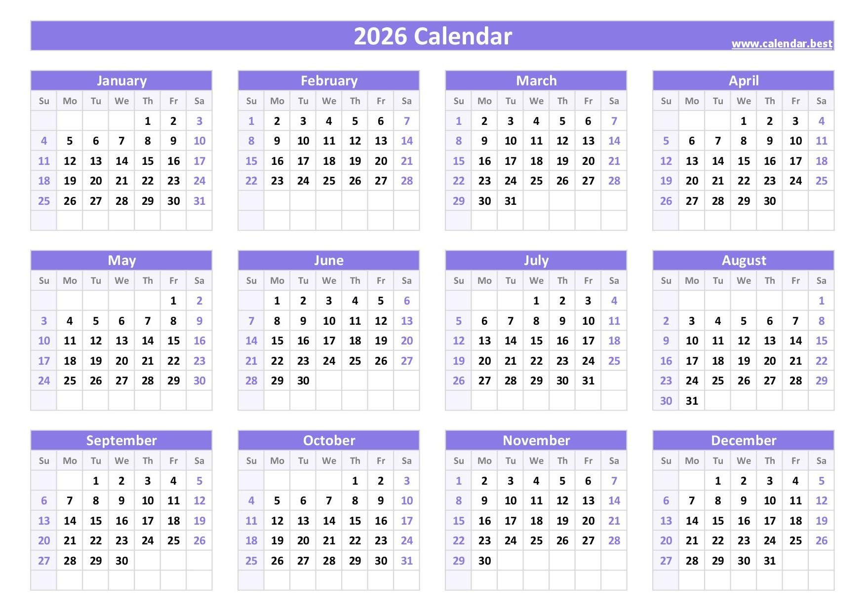 2026 Calendar With Week Numbers regarding Landscape 2026 Calendar Printable