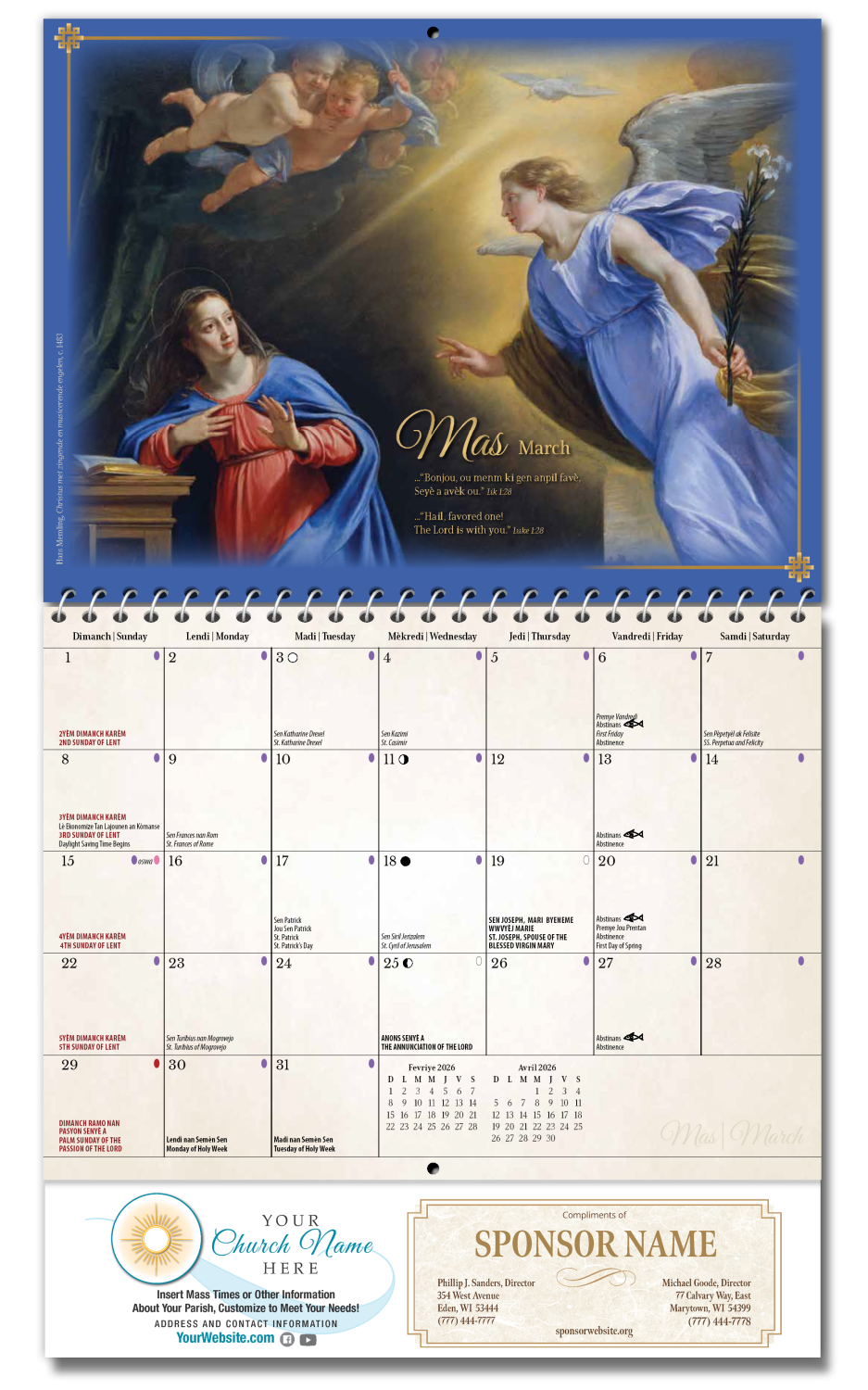 2026 Calendars | Blue Mound Graphics in Catholic Calendar 2026