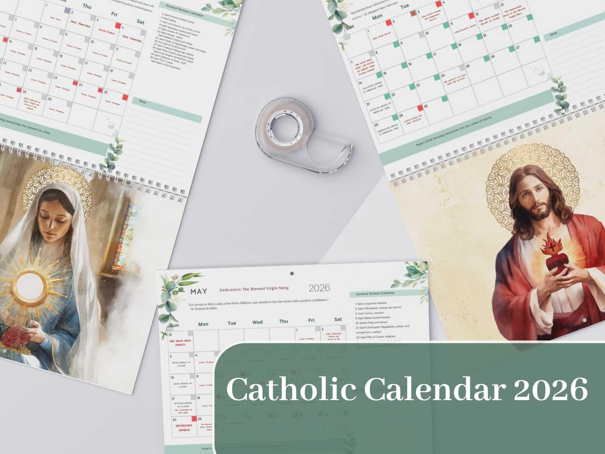 2026 Catholic Calendar: Wall Calendar With Hanger / Catholic Gift in Roman Catholic Calendar 2026