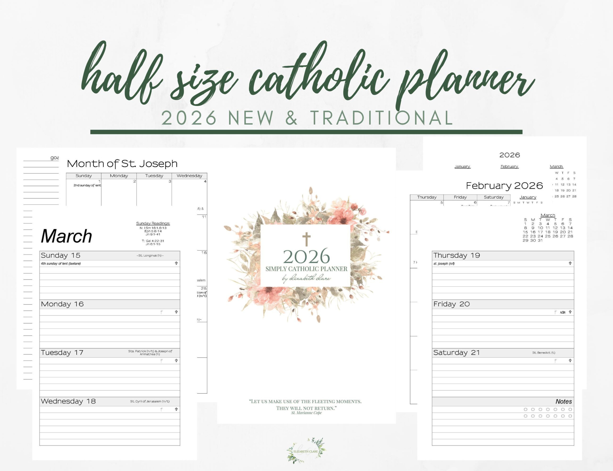 2026 Catholic Planner Half-Size Printable Pdf: Simply Catholic with Catholic Planning Calendar 2026