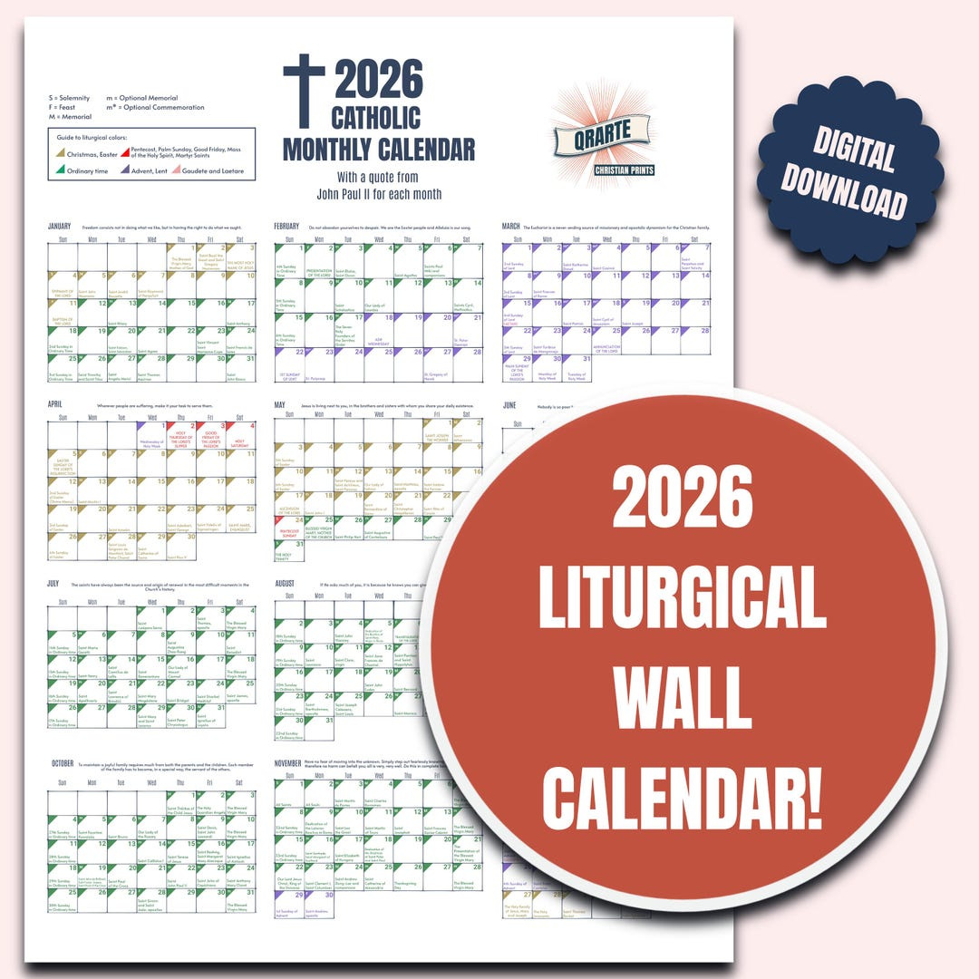 2026 Color-Coded Liturgical Calendar - Instant Download Catholic Planner - Etsy Sweden for NZ Catholic Liturgical Calendar 2026