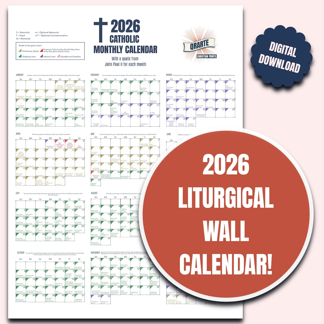 2026 Color-Coded Liturgical Calendar - Instant Download Catholic Planner -  Etsy Sweden in Liturgical Calendar 2026 Ireland