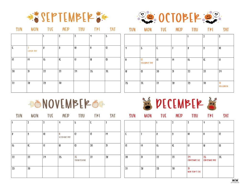 2026 Four Month Calendars - 31 Free Printables | Printabulls for Printable 4 Month Calendar 2026