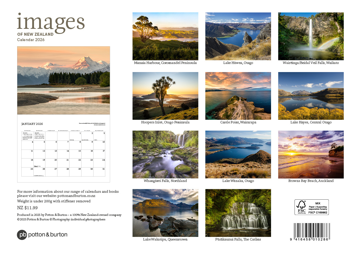 2026 Images Of New Zealand Calendar - Potton &amp;amp; Burton inside Printable Calendar 2026 New Zealand