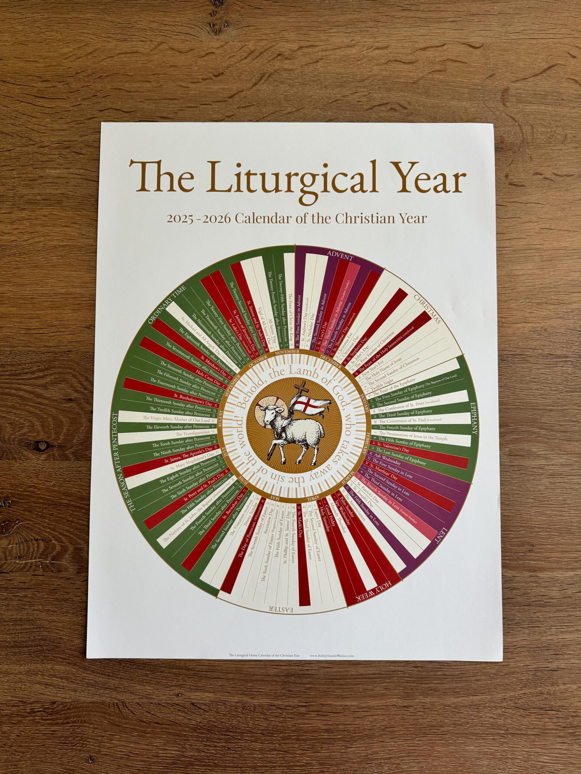 2026 Liturgical Year Wall Calendar | Christian Church Seasons intended for Roman Catholic Liturgical Calendar 2026