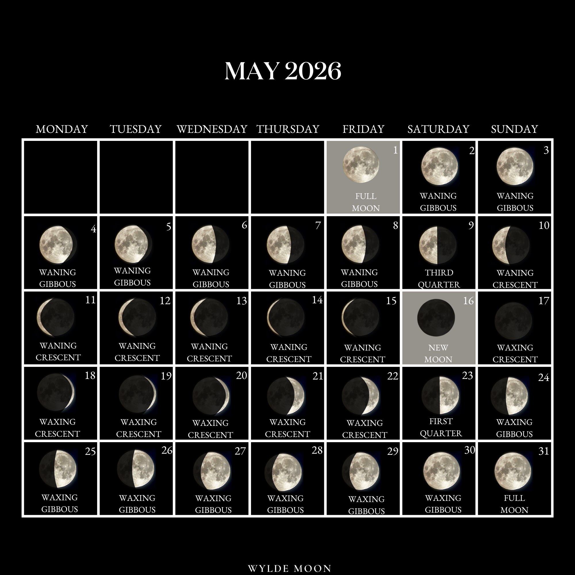 2026 Moon Calendar - Every Phase And Stage Of The Moon pertaining to Full Moon Calendar 2026 UK