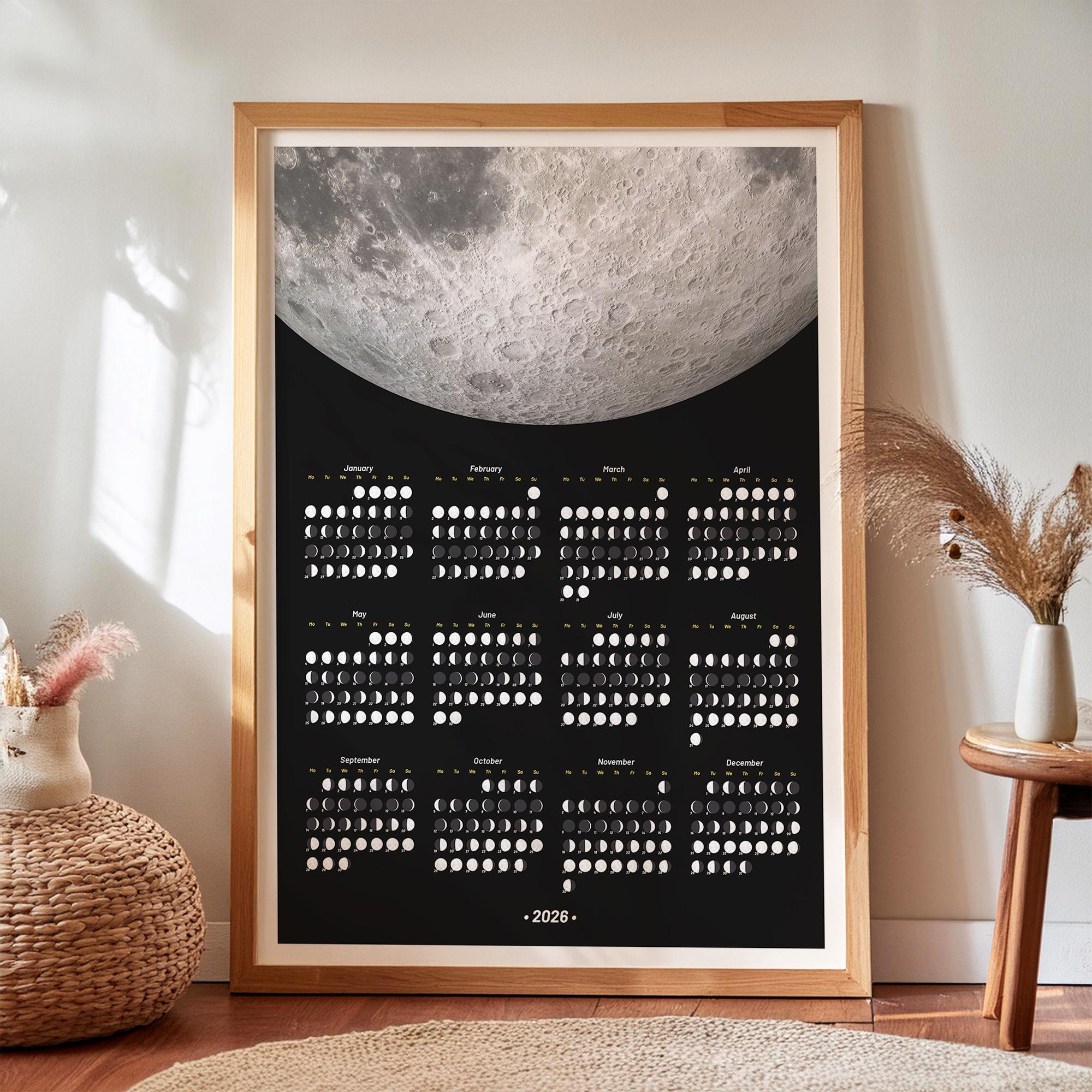 2026 Moon Calendar With Monthly Layout, Monday Starting - Etsy with regard to Full Moon Calendar 2026 Australia