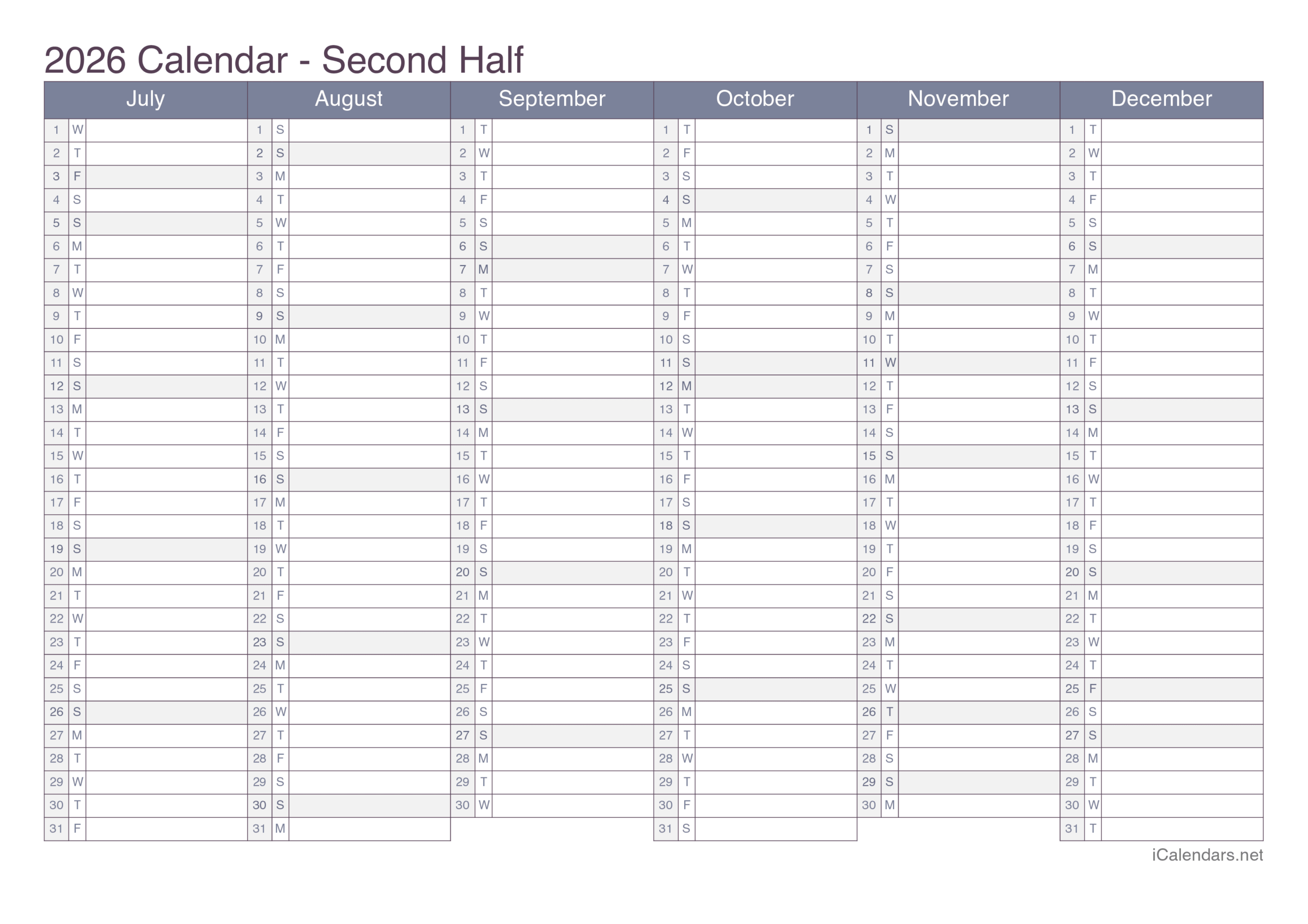 2026 Printable Calendar - Pdf Or Excel intended for Printable 2026 Calendar With Lines
