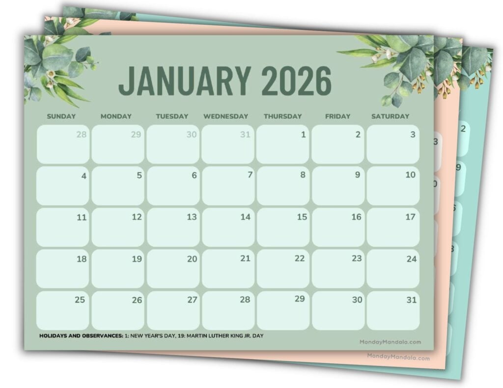 2026 Printable Calendars (56 Free Pdf Printables) pertaining to 2026 Printable Calendar By Month