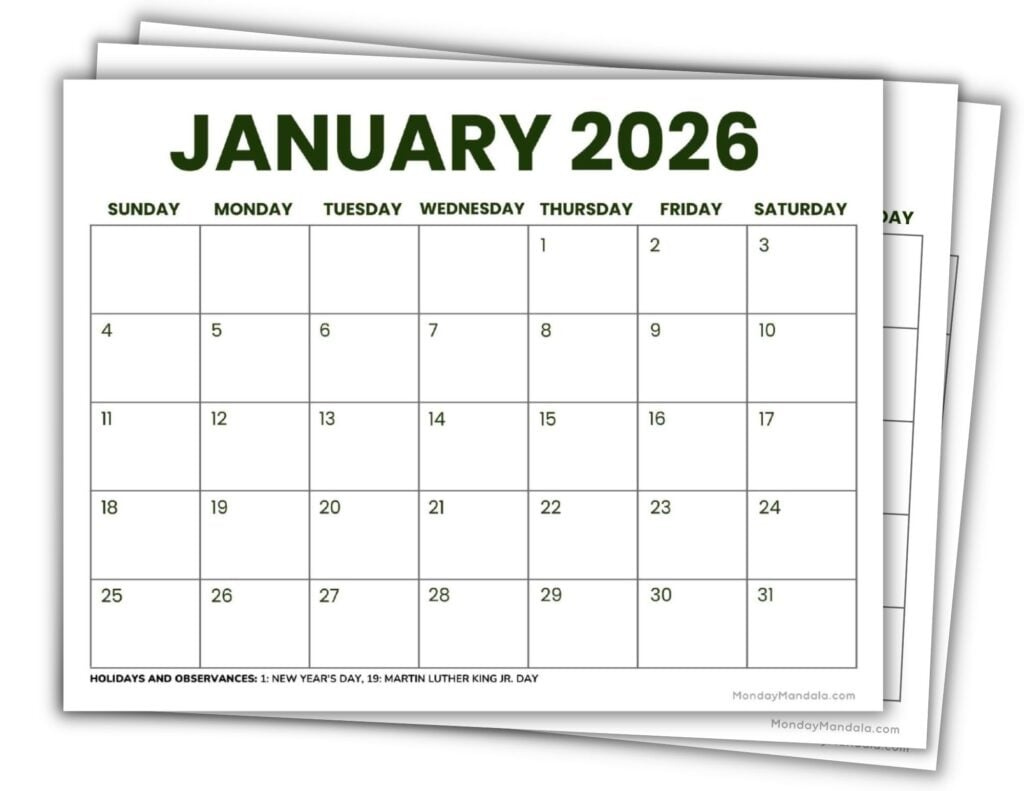 2026 Printable Calendars (56 Free Pdf Printables) with Calendar 2026 Printable Free Monthly