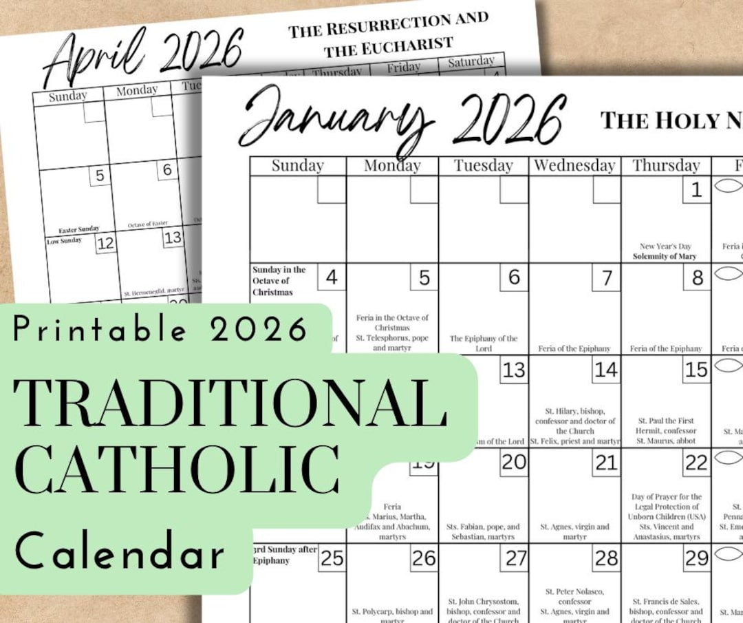 2026 Traditional Catholic Calendar | Liturgical Planner With Feast within April 2026 Calendar with Catholic Holidays