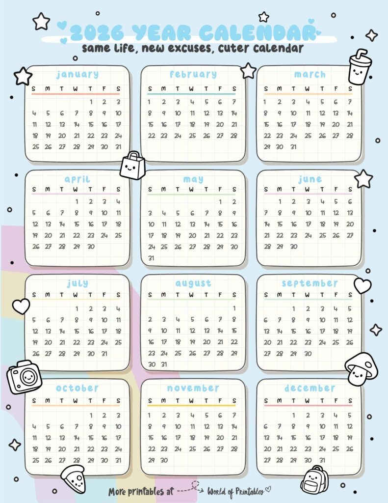 2026 Year Calendars - 160 Free Styles To Download - World Of with regard to Mini Calendar 2026 Printable