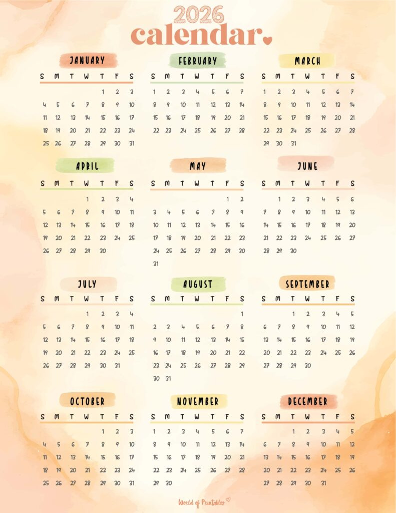 2026 Year Calendars - 160 Free Styles To Download - World Of within 2023 To 2026 Calendar Printable