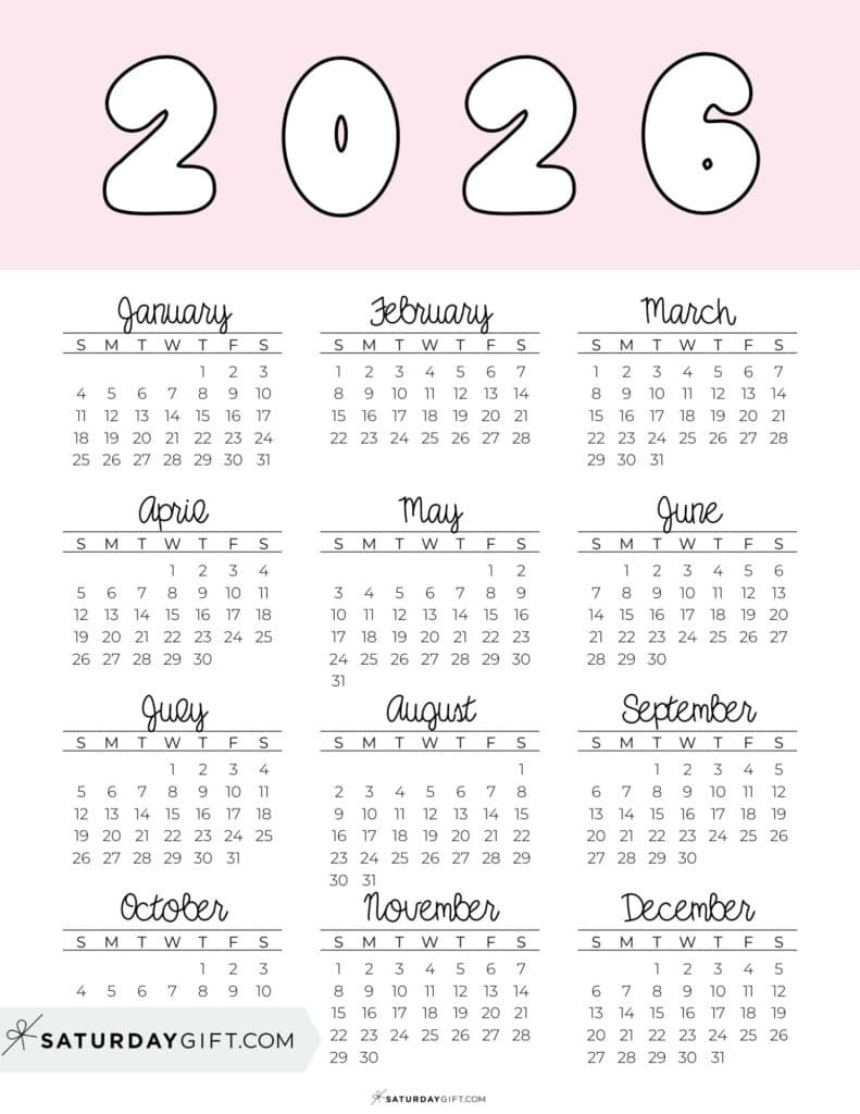 2026 Yearly Calendars - 35 Free Printables throughout What Calendar Year Is The Same As 2026?
