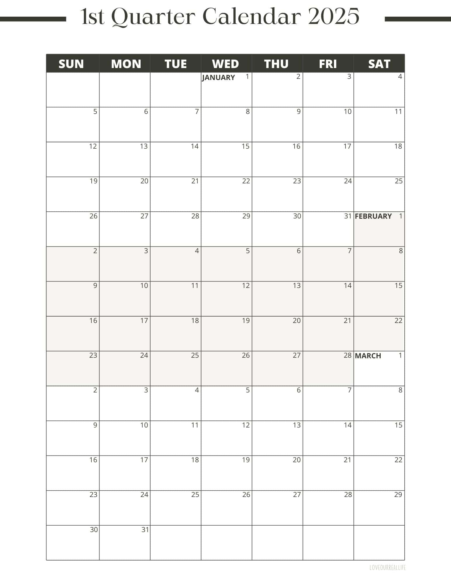 3 Month Calendar Printables: 2025 And 2026! ⋆ Love Our Real Life pertaining to 3 Month Printable Calendar 2025 - 2026
