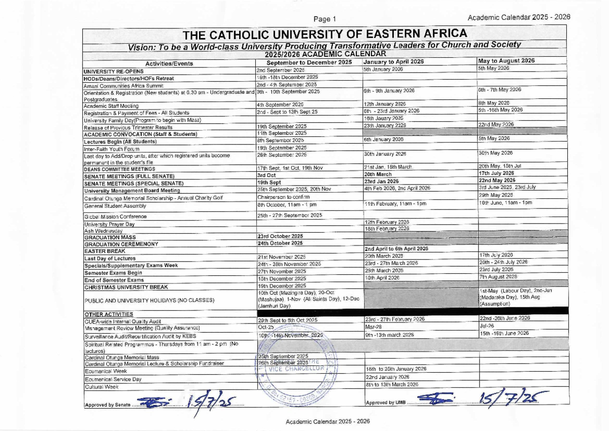 Academic Calendar 2025-2026 - The Catholic University Of Eastern in Catholic University Academic Calendar 2026