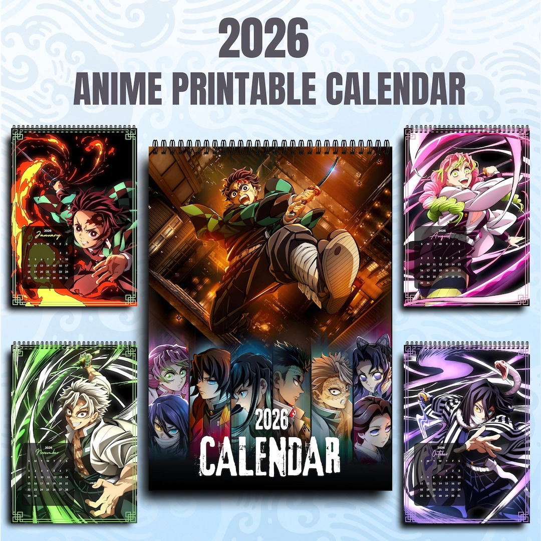 Anime Calendar 2026 Demon Slayer Printable Pdf (Digital Download regarding Anime Calendar 2026 Printable