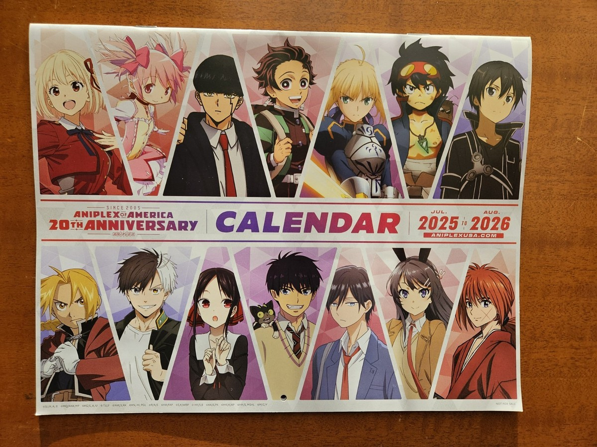 Anime Expo Ax 25 2025-2026 Aniplex Calendar Fate Gurren Lagann Sao pertaining to Anime Calendar 2026 USA