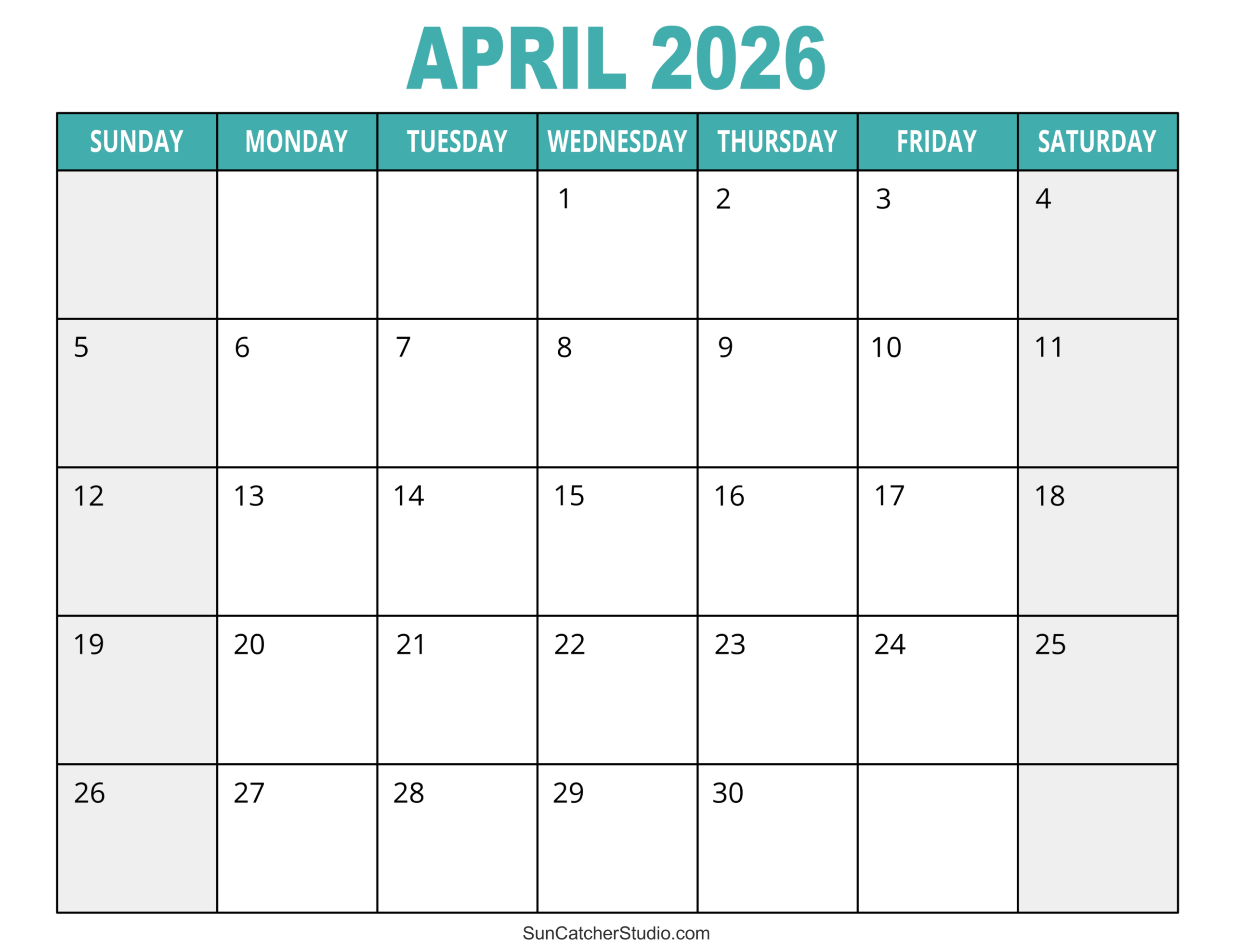 April 2026 Calendar (Free Printable) – Free Printables, Lettering within Calendar 2026 Printable by Month