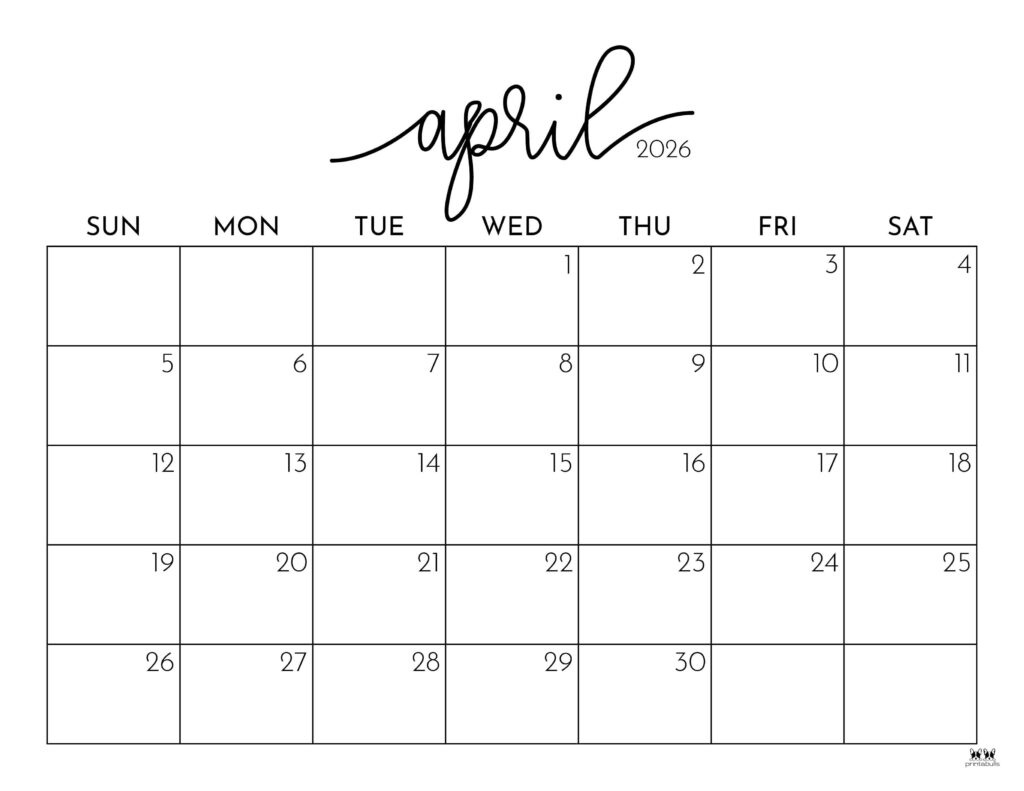 April 2026 Calendars - 123 Free Printables | Printabulls pertaining to April 2026 Calendar Printable Free
