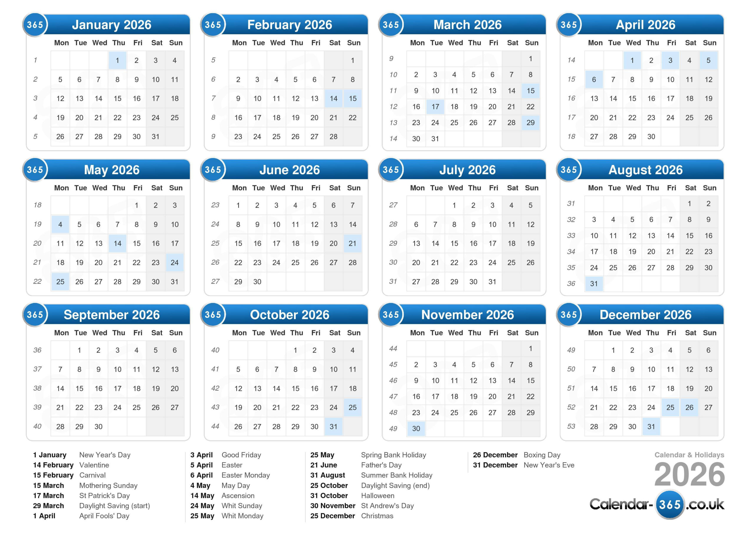 Calendar 2026 intended for 2026 Calendar Printable with Holidays UK