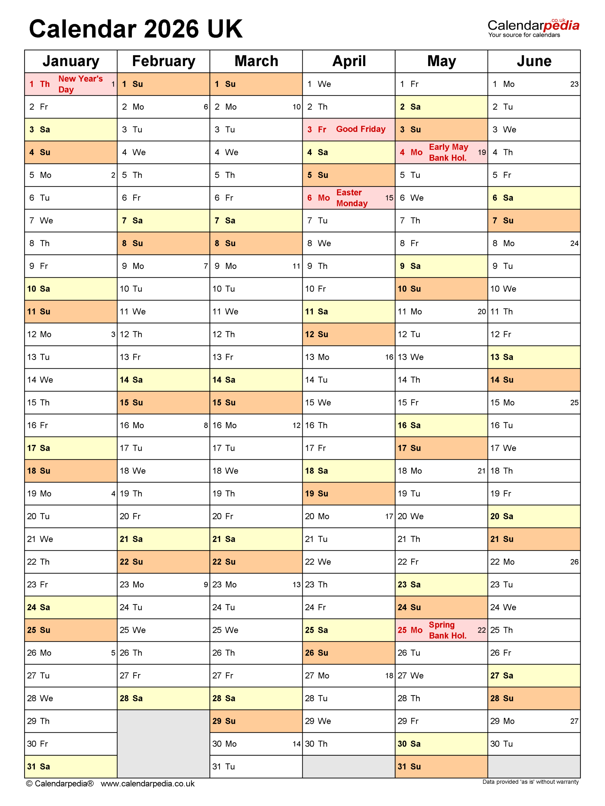 Calendar 2026 (Uk) - Free Printable Pdf Templates in 2026 Calendar Printable Free UK