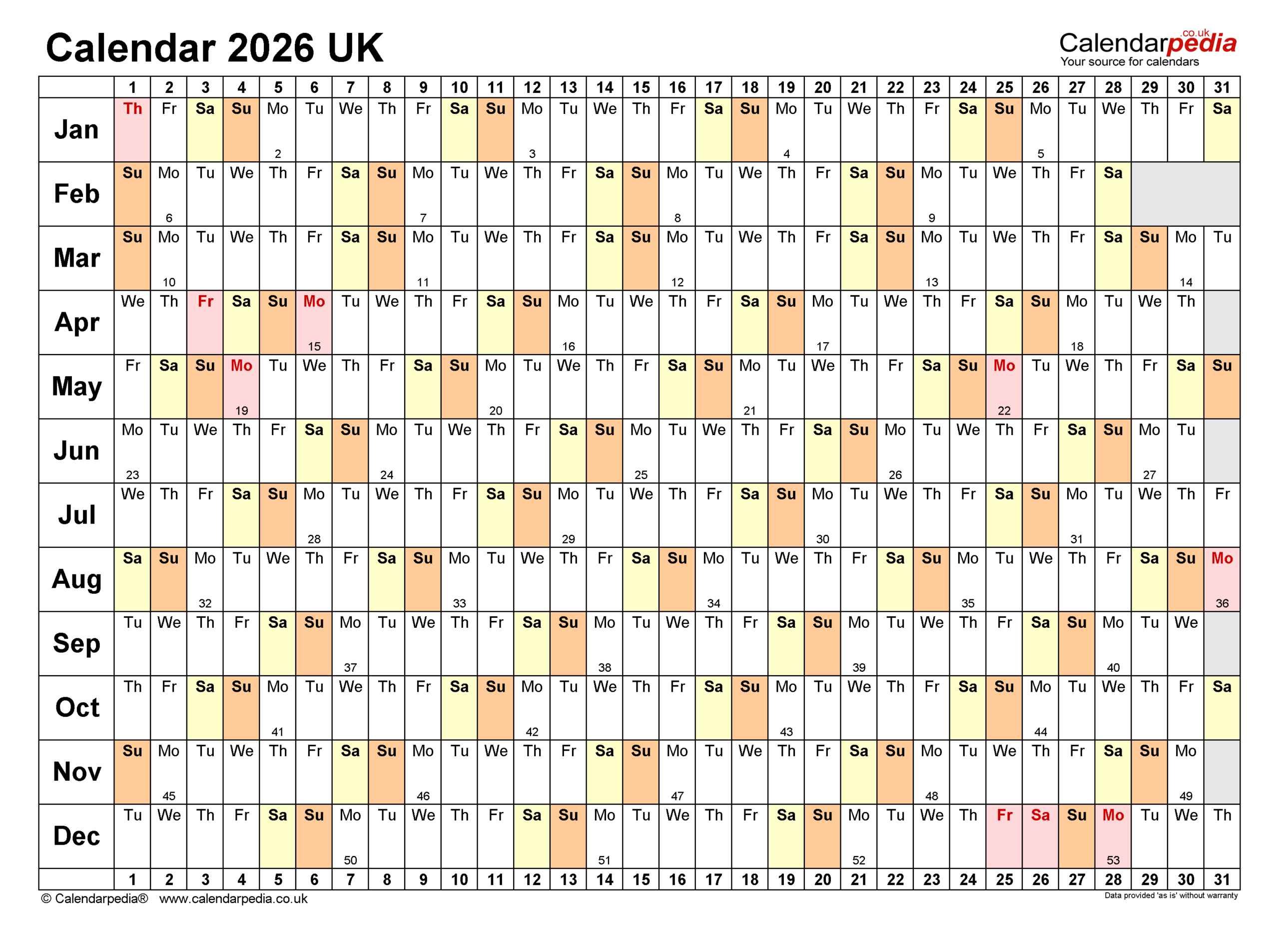 Calendar 2026 (Uk) - Free Printable Pdf Templates in Wall Calendar 2026 Printable