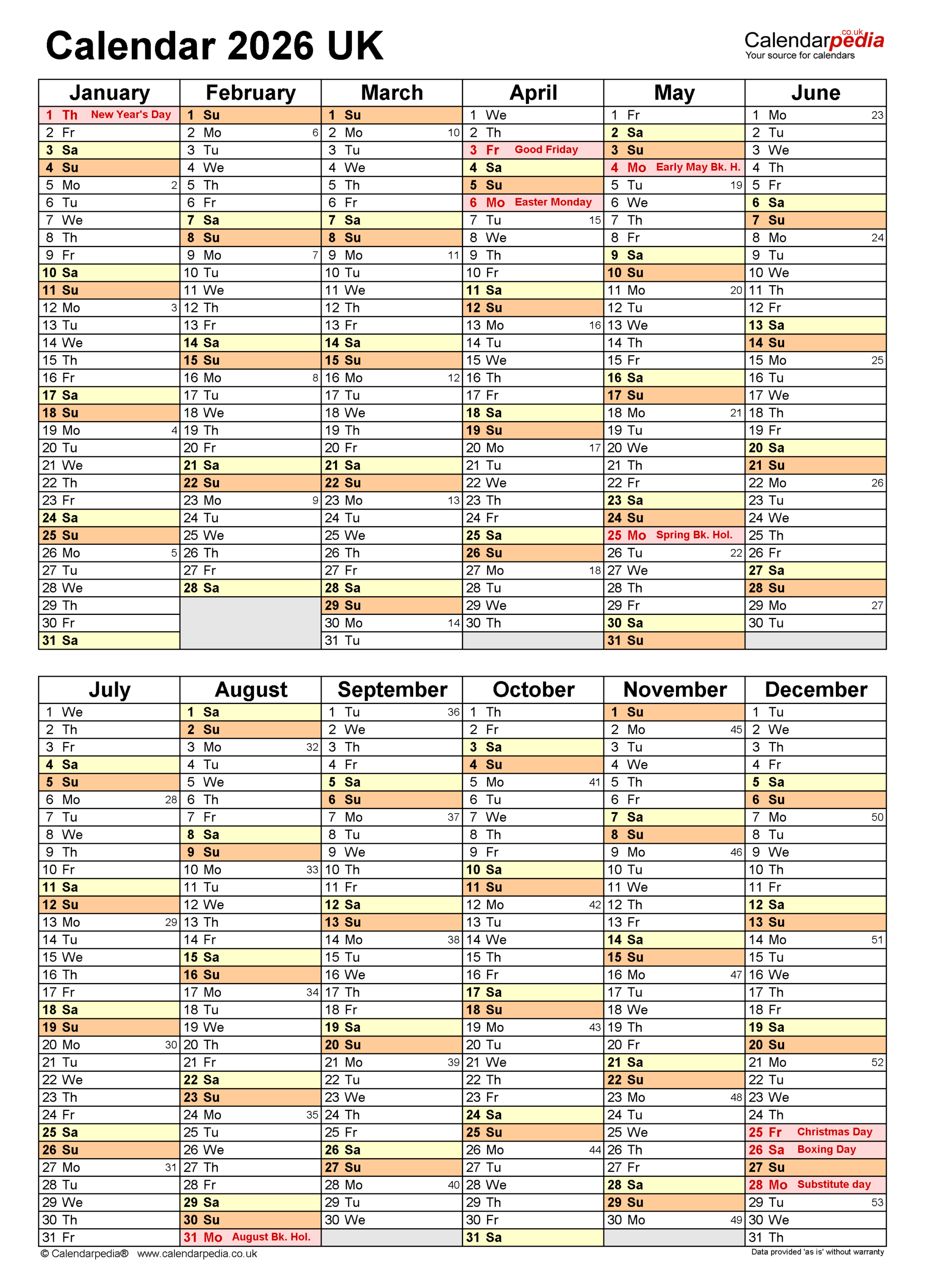 Calendar 2026 (Uk) - Free Printable Pdf Templates intended for 6 Month Calendar 2026 Printable Free