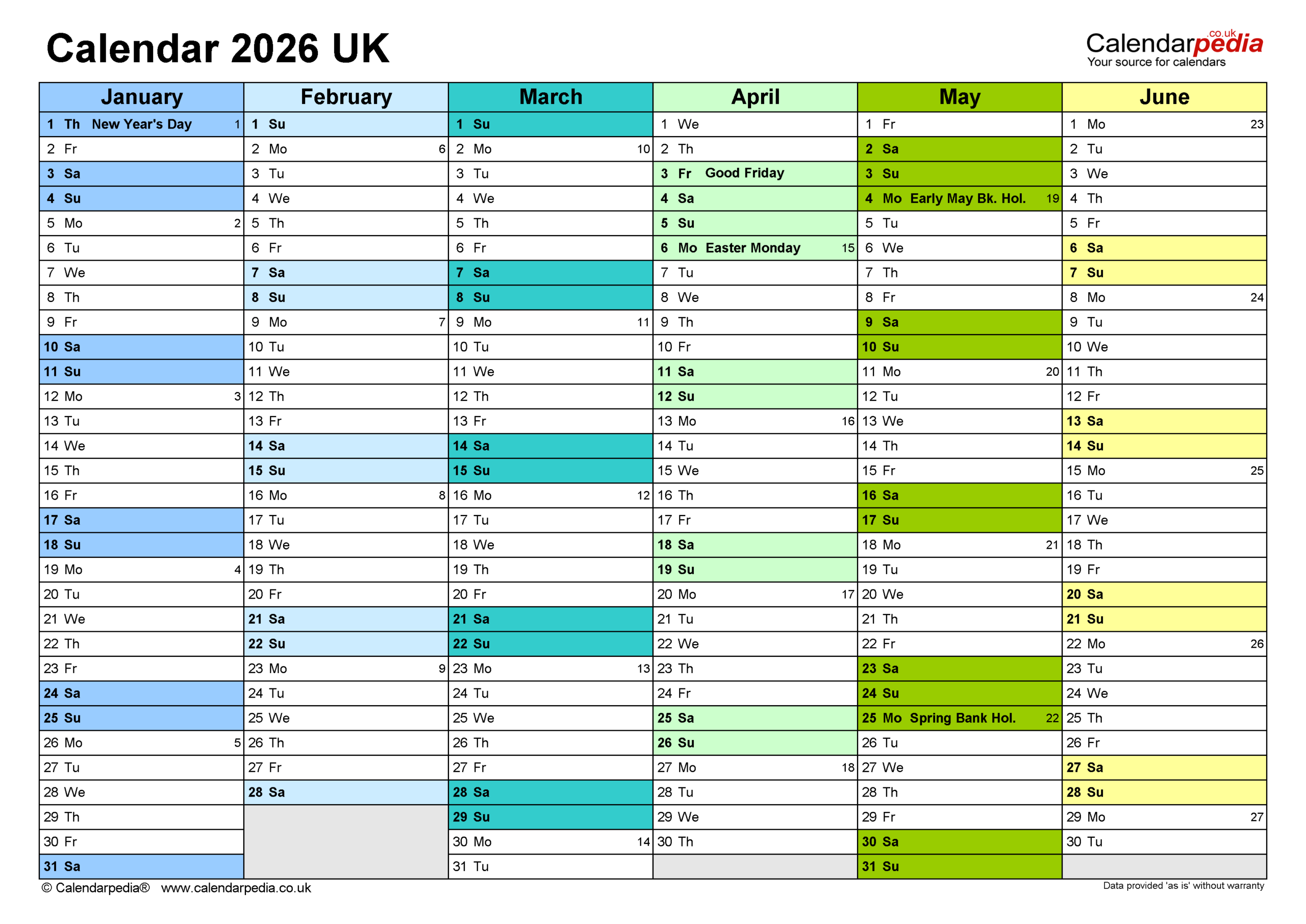 Calendar 2026 (Uk) - Free Printable Pdf Templates throughout Attendance Calendar 2026 Free Printable