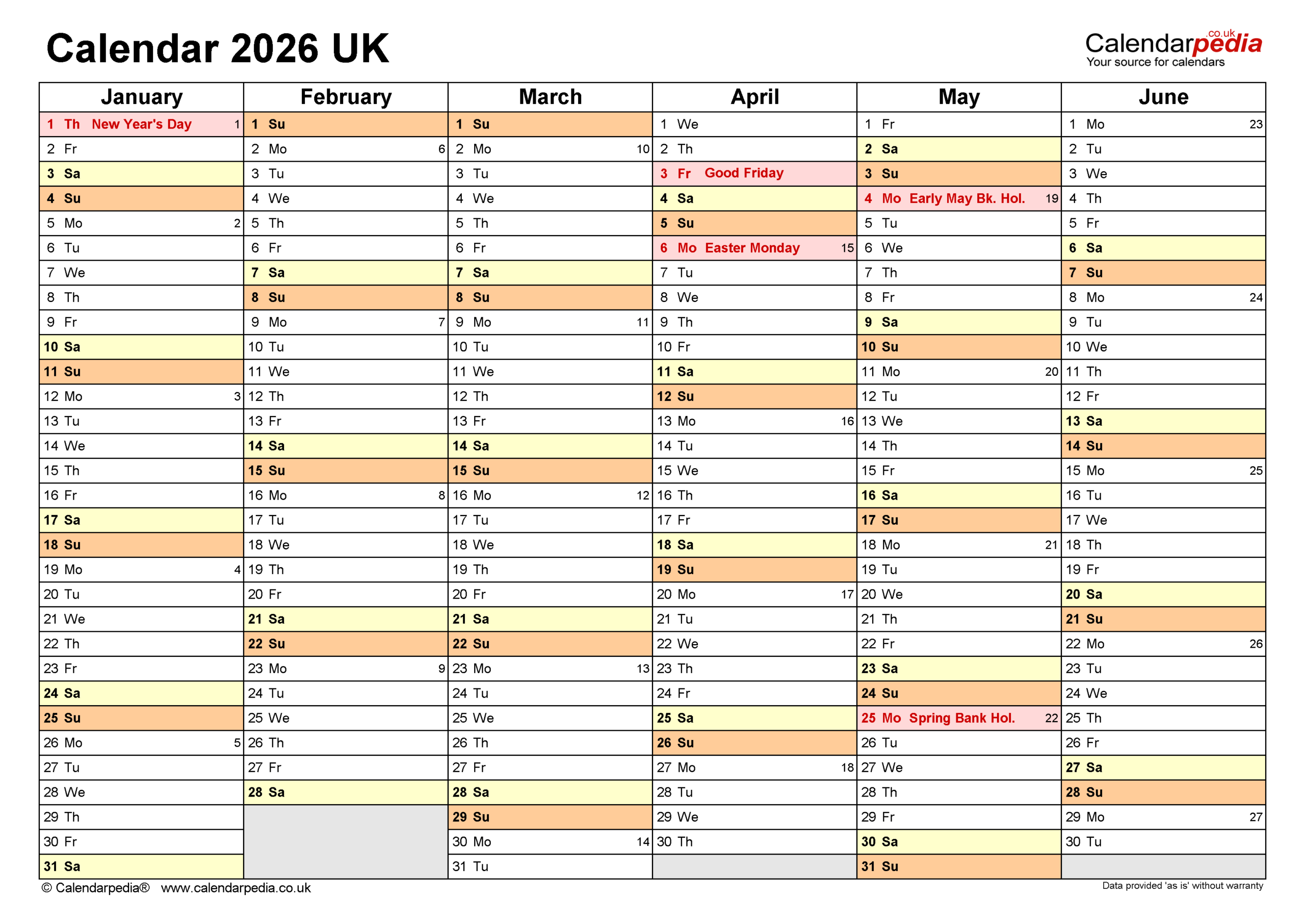 Calendar 2026 (Uk) - Free Printable Pdf Templates throughout Calendar 2026 Uk Printable Free