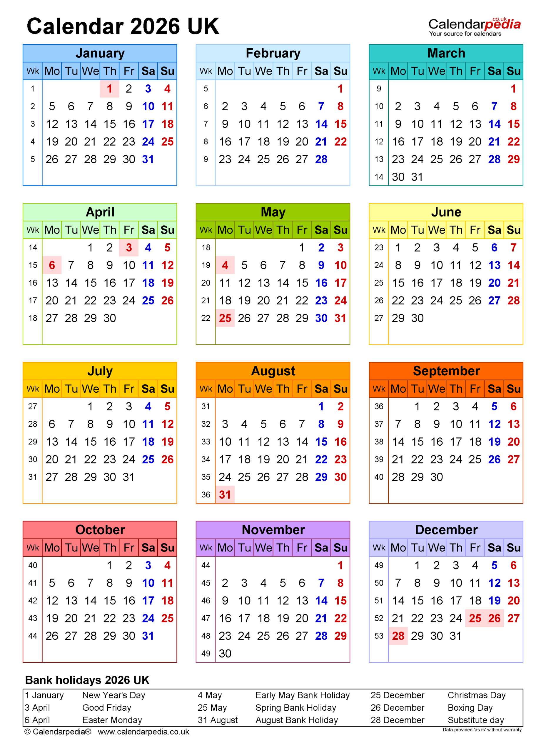 Calendar 2026 (Uk) - Free Printable Pdf Templates within Calendar 2026 Printable Free UK