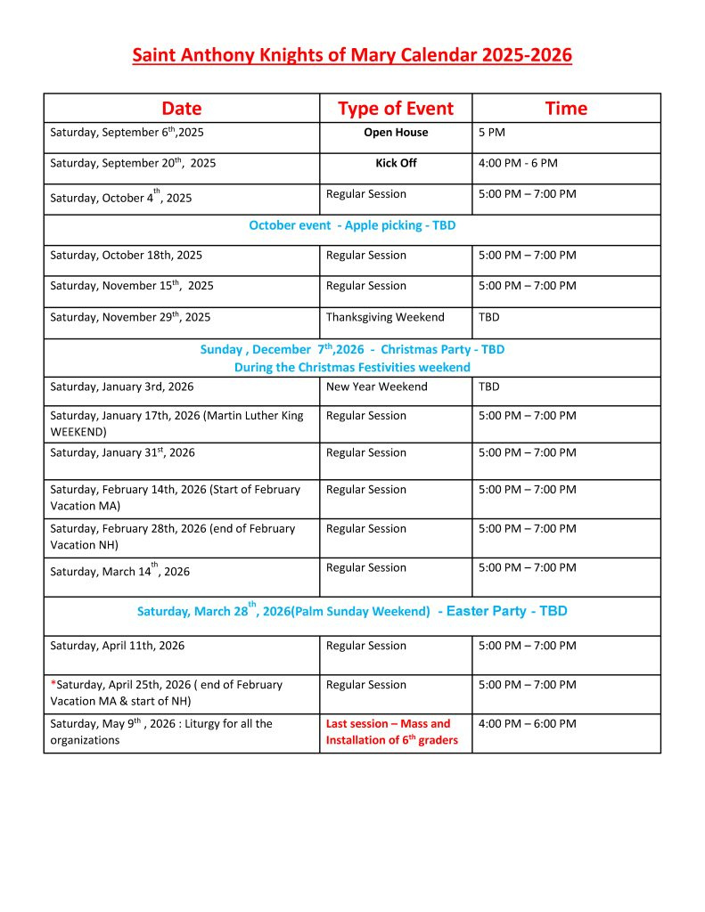 Calendar &amp;amp; Events – St Anthony Maronite Church inside Maronite Liturgical Calendar 2026