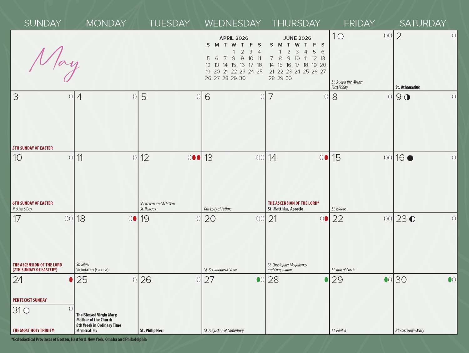 Catholic Calendars | Blue Mound Graphics in Catholic Calendar May 2026