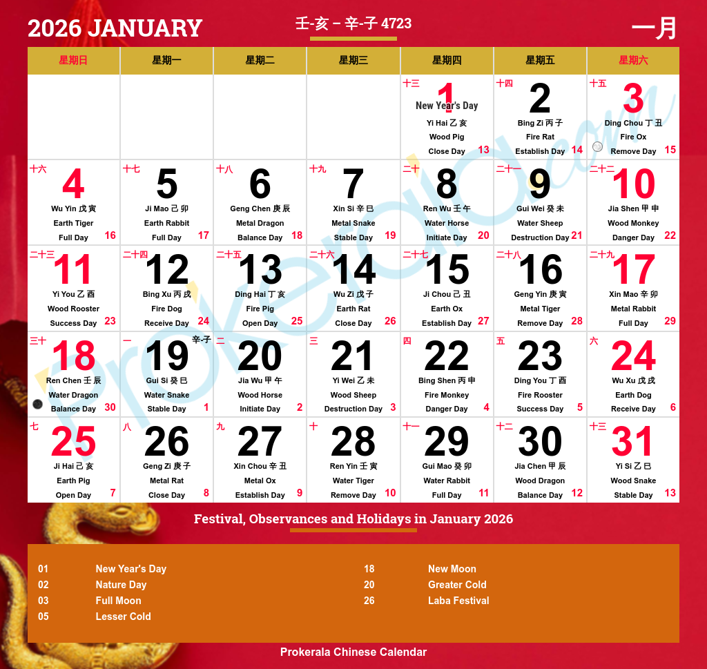 Chinese Calendar 2026 | Festivals | Holidays 2026 in Chinese Lunar Calendar 2026