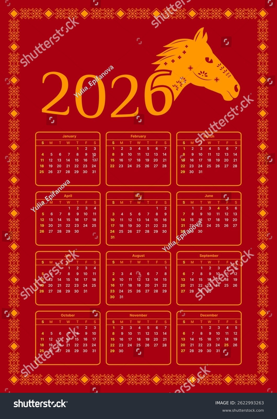 Chinese Calendar Template 2026 Chinese New Stock Vector (Royalty within Chinese New Year 2026 Calendar Printable