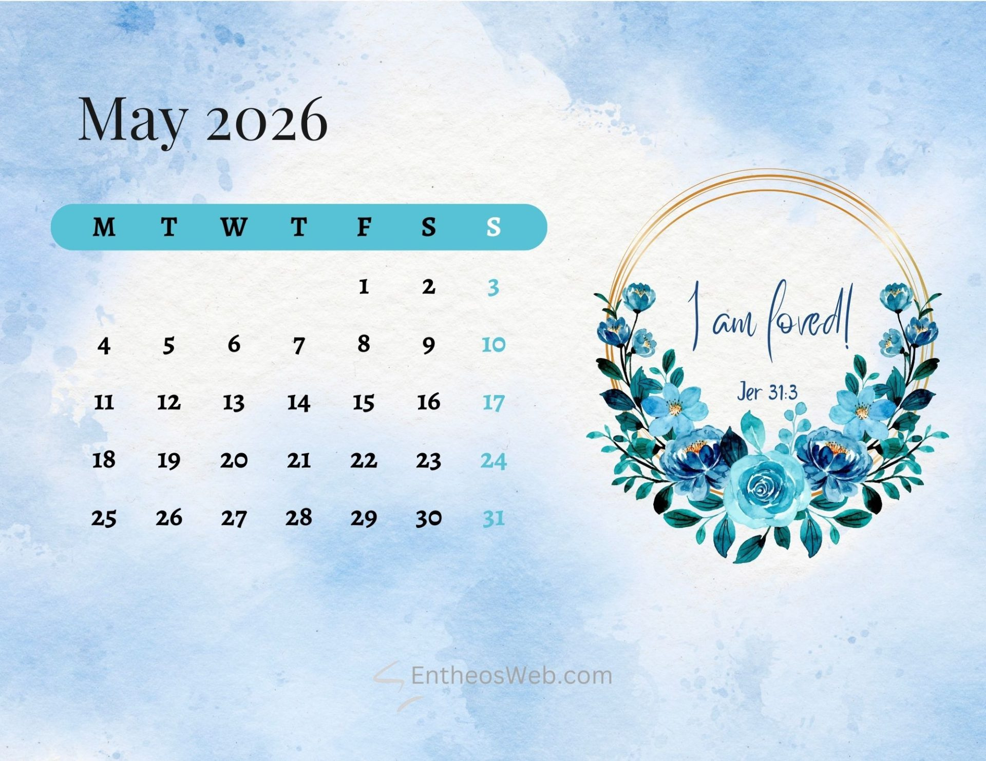 Christian Bible Floral 2026 Monthly Calendar Printable | Entheosweb with regard to Christian Calendar 2026 Printable