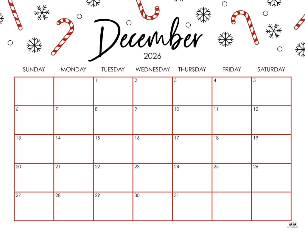 December 2026 Calendars - 123 Free Printables | Printabulls in 2026 Calendar Printable December