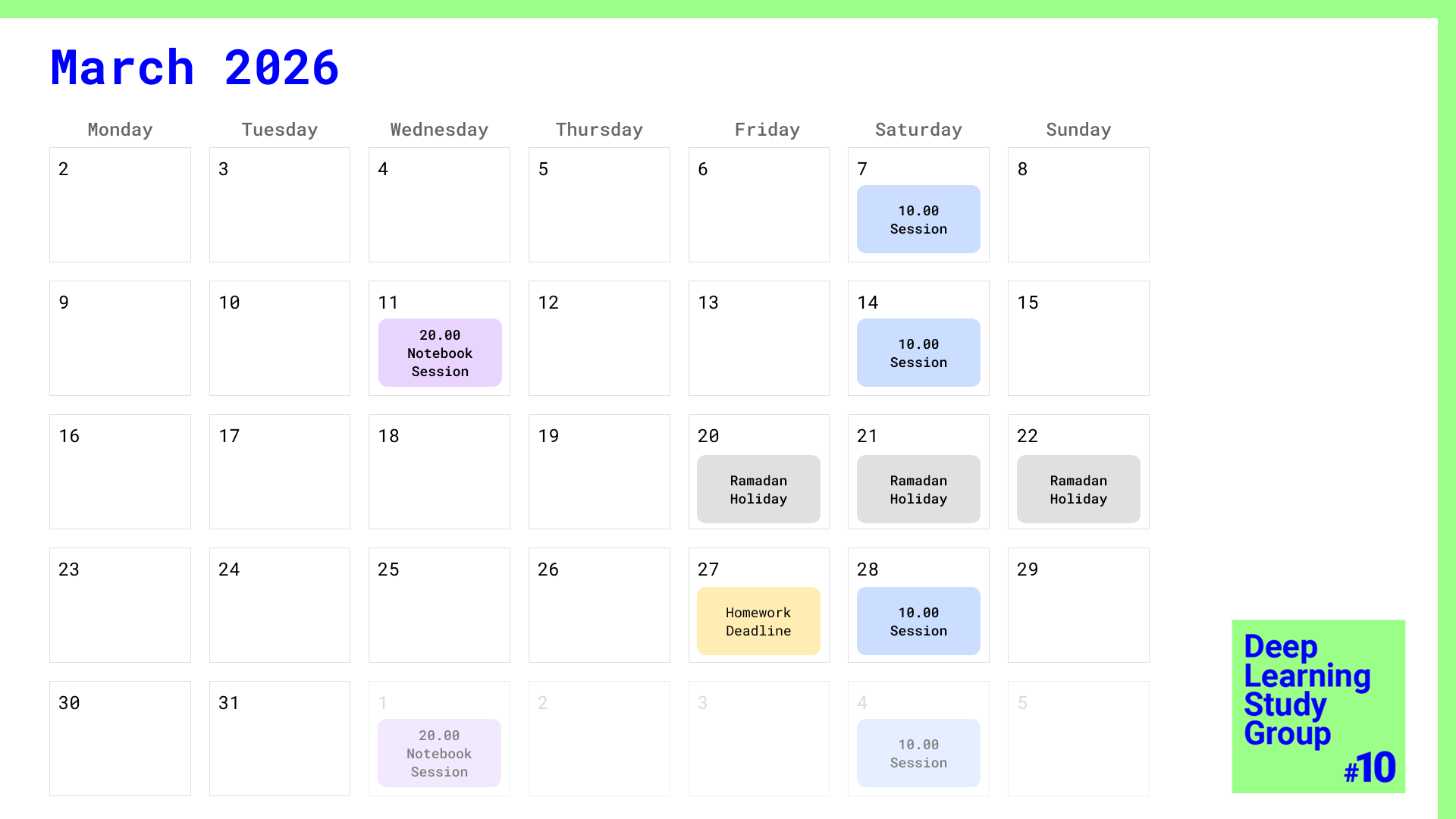 Deep Learning Study Group #10 — Inzva within Attendance of March 2026