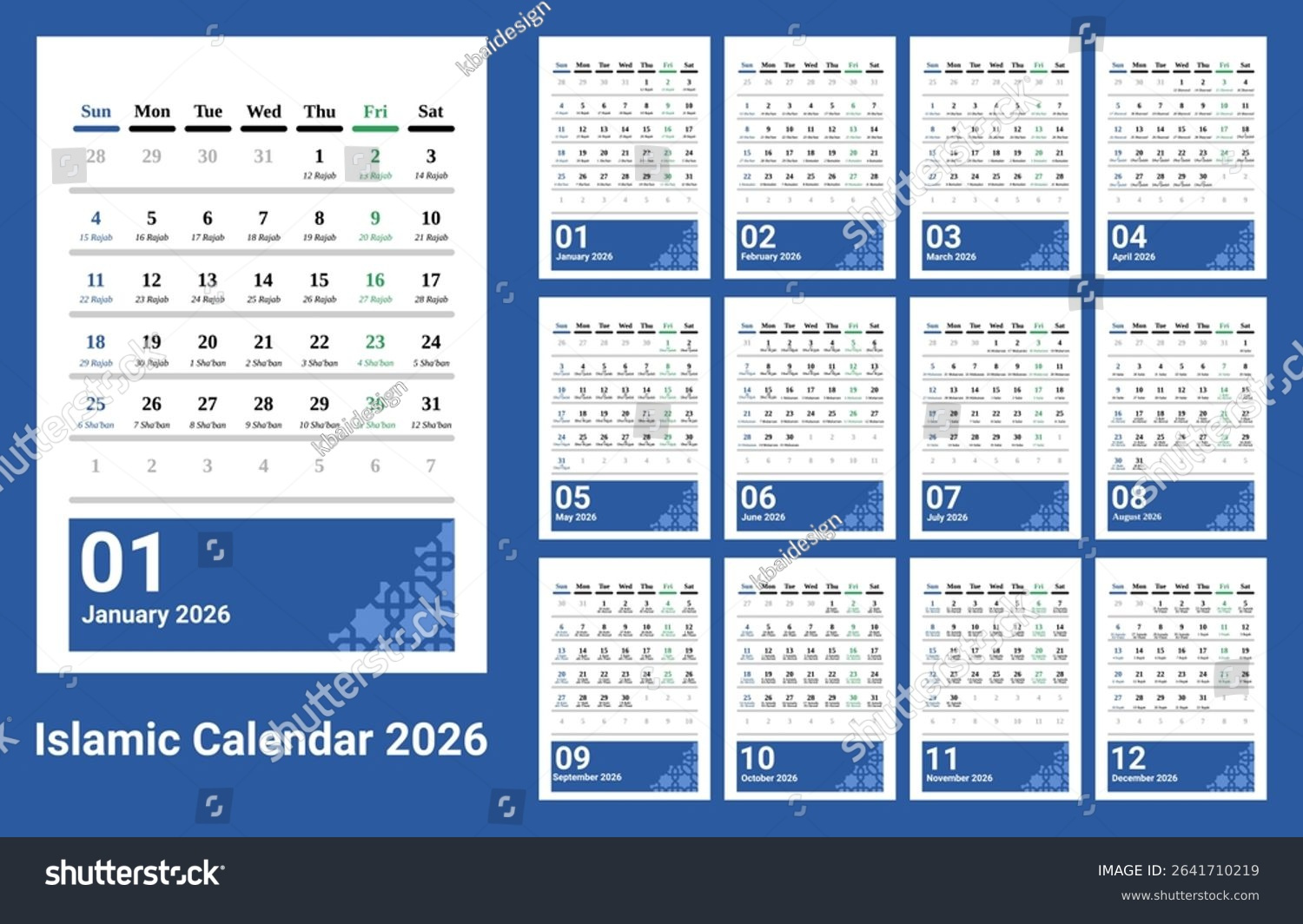 Desk Calendar 2026 Islamic Hijri Calendar: Stock-Vektorgrafik pertaining to 2026 Islamic Calendar With Holidays