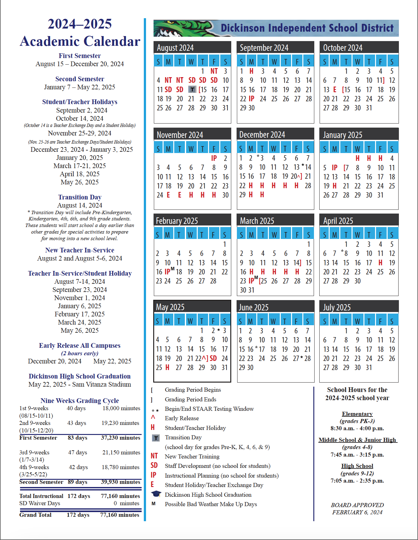 Dickinson Independent School District with regard to Disd 2025 to 2026 Calendar Printable