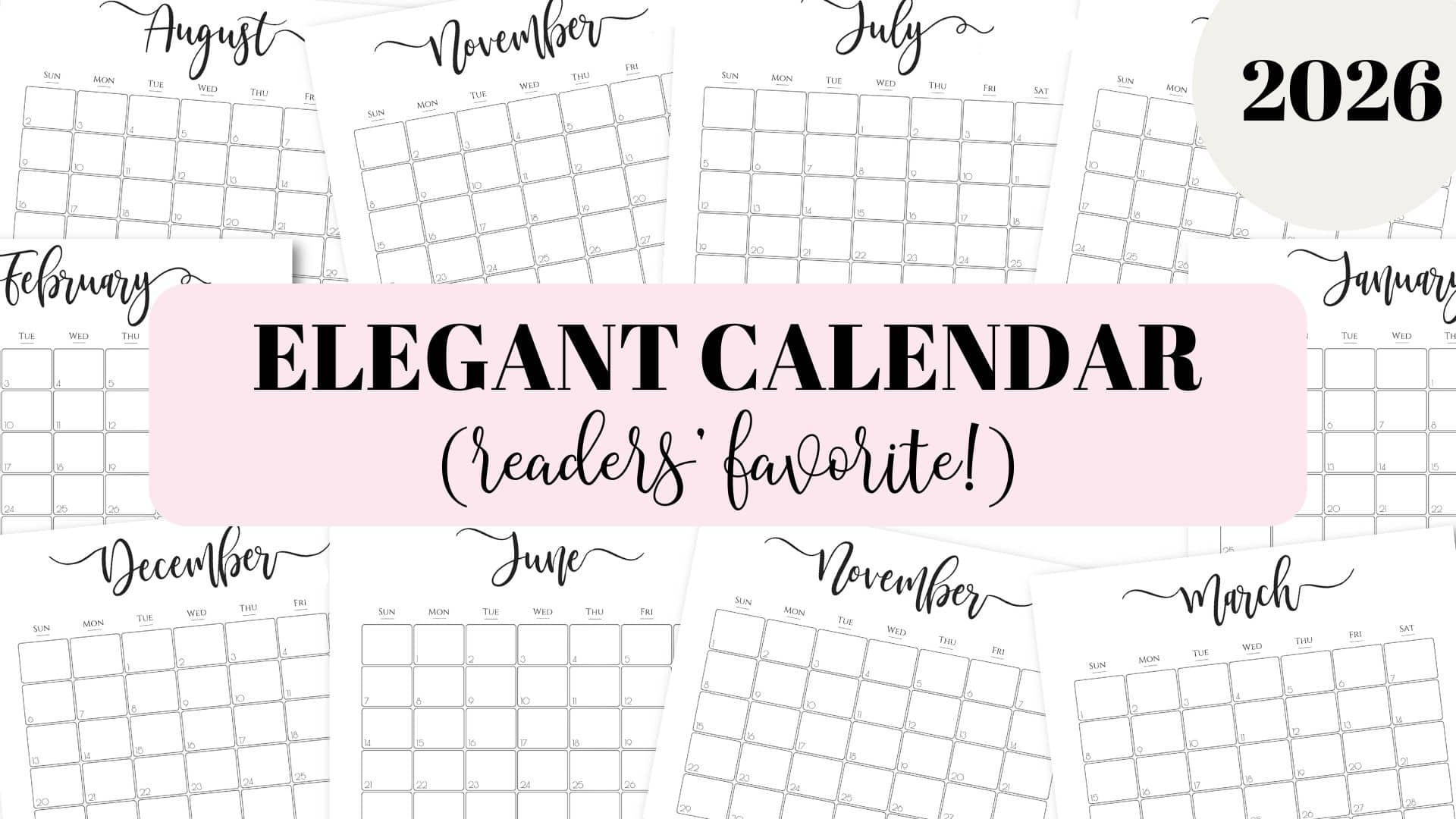 Elegant Printable Calendar 2026Saturdaygift - Readers&amp;#039; Favorite! within Free Monthly Calendar 2026 Printable By Month