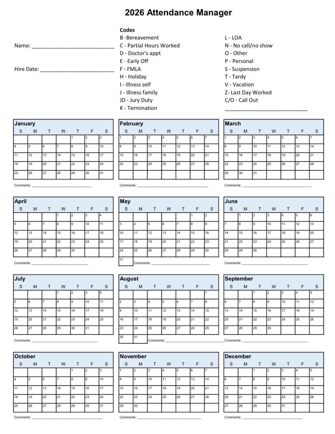 Employee Attendance - Etsy New Zealand in Staff Attendance For January 2026