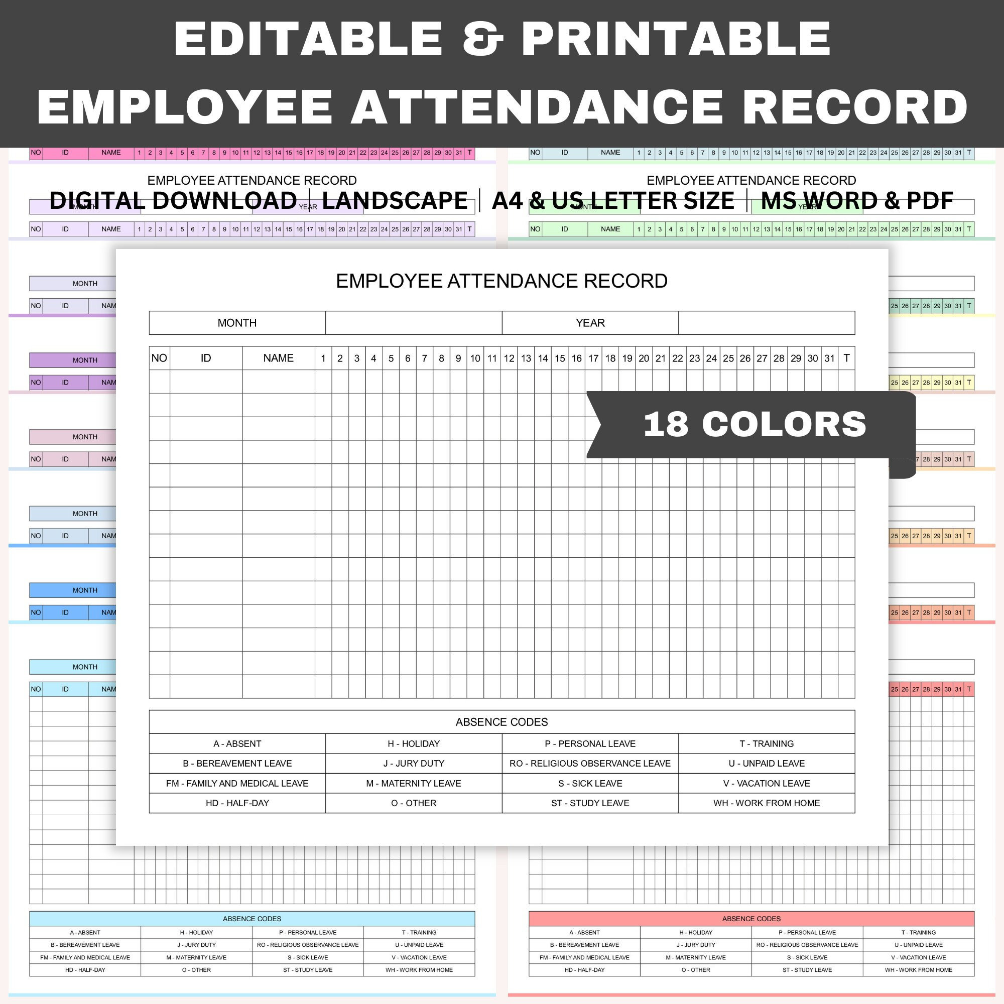 Employee Records Download - Etsy Uk inside PPE Employee Attendance Calendar 2026