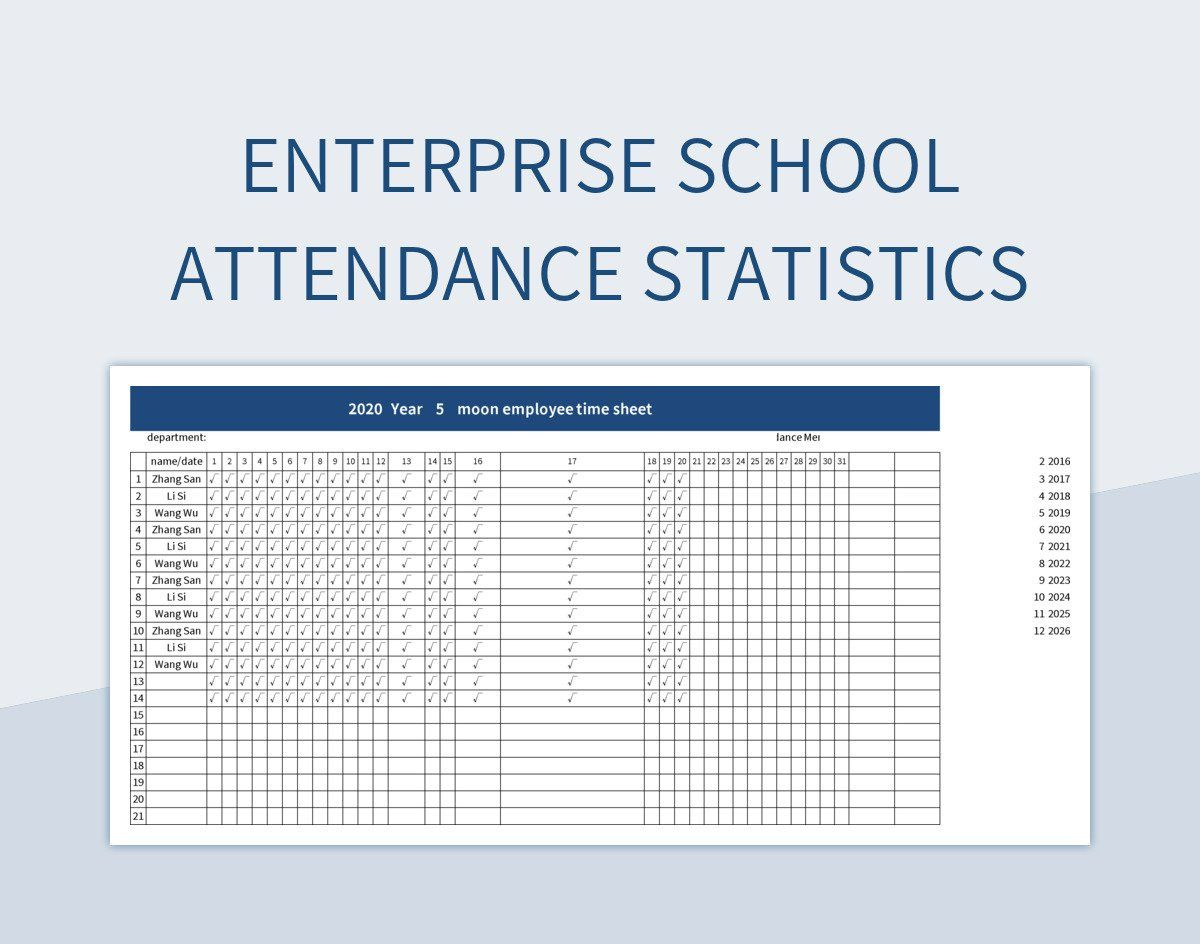 Enterprise School Attendance Statistics Excel Template And Google within School Attendance Statistics 2026