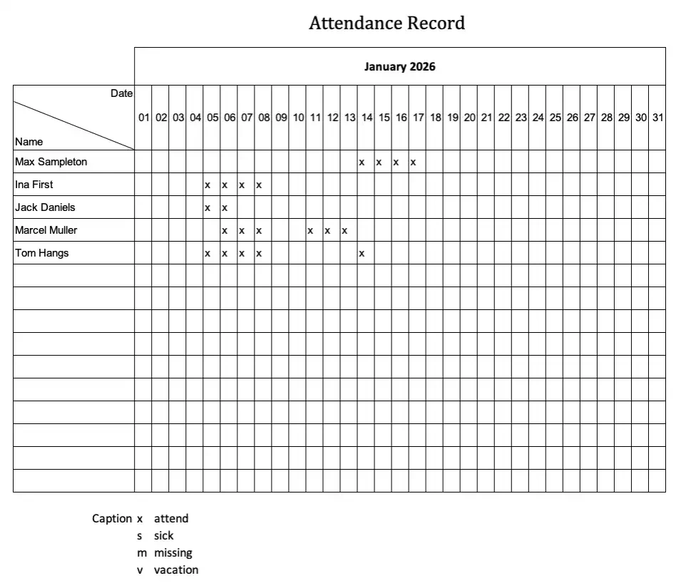 Excel Template Attendance Record | Tracks Attendance Easy | Excel pertaining to Attendance Sheet January 2026