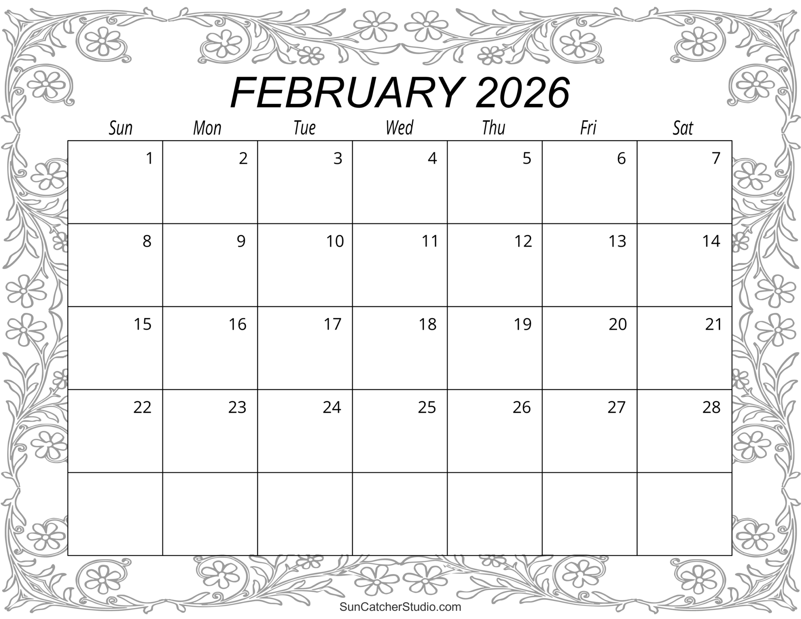 February 2026 Calendar (Free Printable) – Free Printables with regard to February Calendar 2026 Printable