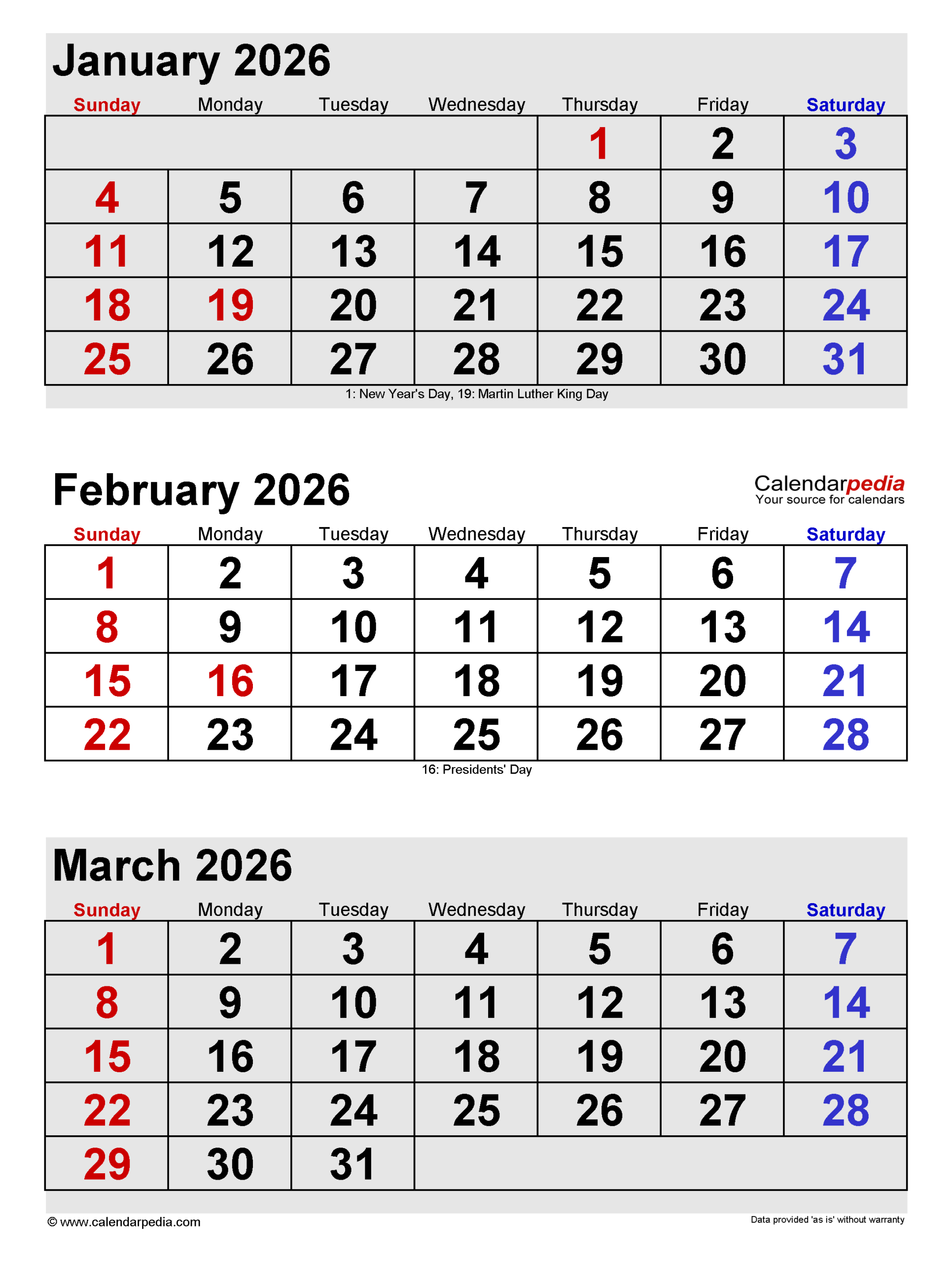 February 2026 Calendar | Templates For Pdf, Excel And Word throughout January February 2026 Calendar Printable